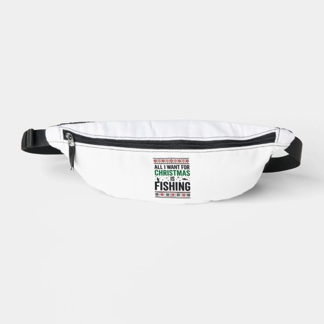 Christmas Fishing Ugly Sweater Design Fanny Pack (Front)