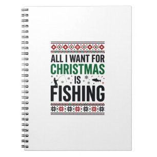 Christmas Fishing Ugly Sweater Design Notebook