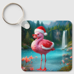 Christmas Flamingo As Santa Claus-47475 Keychain