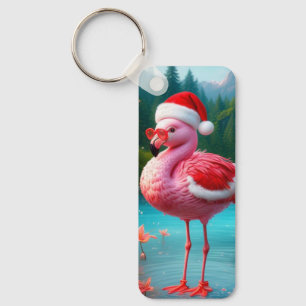 Christmas Flamingo As Santa Claus-47475 Keychain