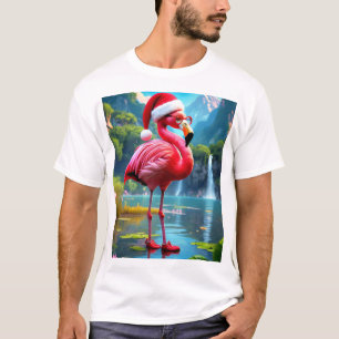 Christmas Flamingo As Santa Claus-47476 Clock T-Shirt