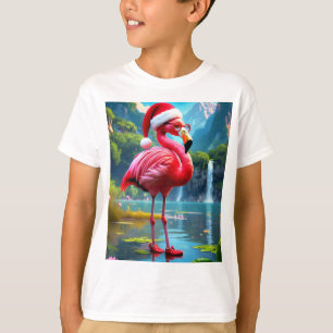 Christmas Flamingo As Santa Claus-47476 Clock T-Shirt