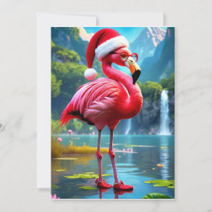 Christmas Flamingo As Santa Claus-47476 Invitation
