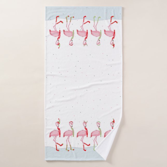 Christmas flamingo bath towel (Bath Towel)