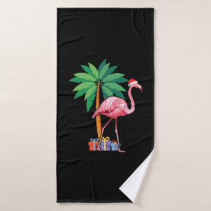 Christmas Flamingo Bath Towel