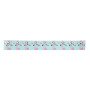Christmas Flamingo Blue Pink Girly Cute Satin Ribbon