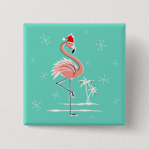 Christmas Flamingo button square