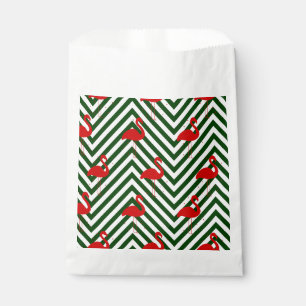 christmas flamingo chevron green favour bag