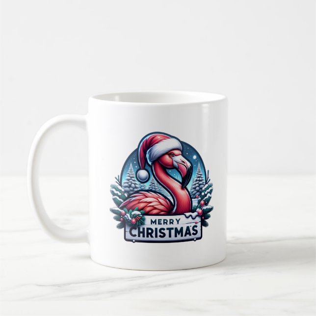 Christmas Flamingo Coffee Mug (Left)