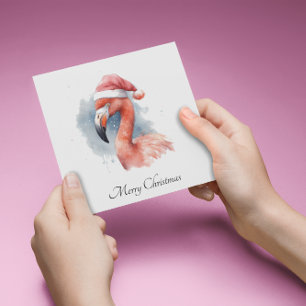 Christmas Flamingo, customizable Holiday Card