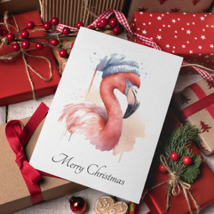 Christmas Flamingo, customizable Holiday Card