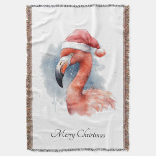 Christmas Flamingo, customizable Throw Blanket