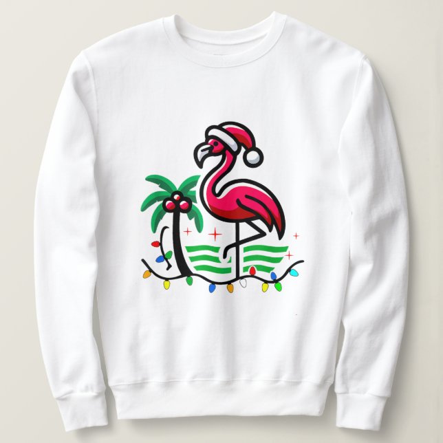 "Christmas Flamingo Fun" Sweatshirt (Design Front)