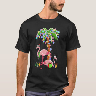 Christmas Flamingo Funny Shirt Santa By Sea Palm T