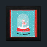 Christmas Flamingo Gift Box<br><div class="desc">Christmas Flamingo gift box with the bird in a Snow Globe,  and a light turquoise green snowy background.  Great for small items,  like jewellery.  Thanks to the Hungryjpeg for some of the elements in the design.</div>