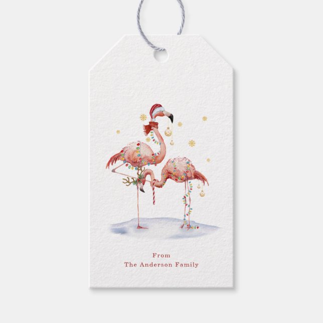 Christmas Flamingo  Gift Tags (Front)