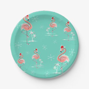 Christmas Flamingo Group paper plate