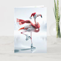 Christmas Flamingo Ice Skating