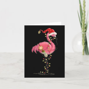 Christmas Flamingo In Martini Gl For Tropical Holi Card