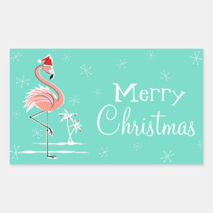 Christmas Flamingo Merry Christmas rectangle Sticker