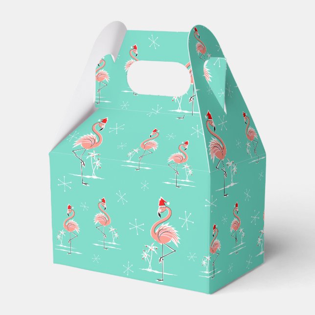 Christmas Flamingo Multi gable Favor Box (Front Side)