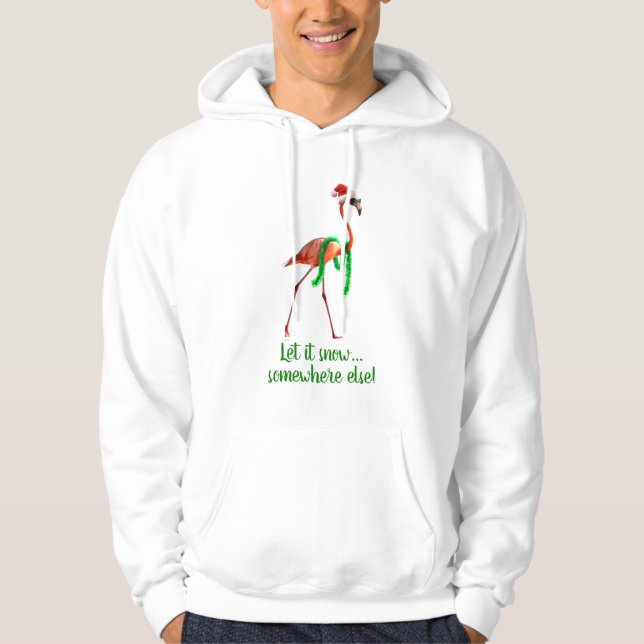 Christmas Flamingo on the Beach Hoodie (Front)