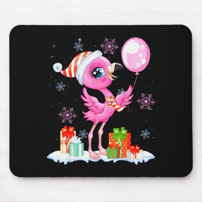 Christmas Flamingo Pajama Matching Santa Hat Xmas  Mouse Pad (Front)