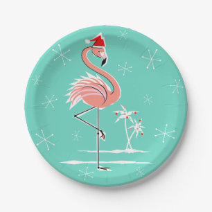 Christmas Flamingo paper plate