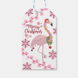 Christmas Flamingo Personalized Gift Tags