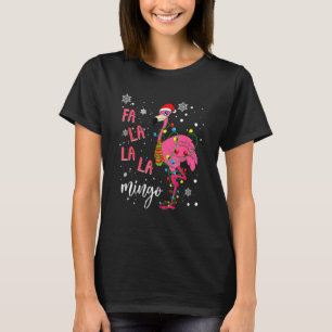 Christmas Flamingo Santa Hat Xmas Lights Flamingo  T-Shirt