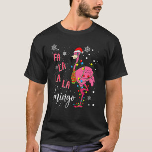 Christmas Flamingo Santa Hat Xmas Lights Flamingo  T-Shirt