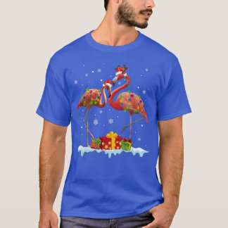 Christmas Flamingo Santa Hat Xmas Lights Flamingo  T-Shirt