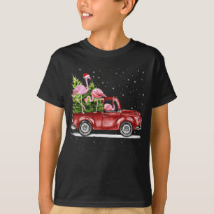 Christmas Flamingo Santa Reindeer Red Truck Xmas P T-Shirt