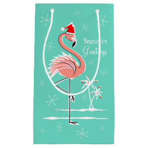 Christmas Flamingo Season's Greetings small Gift Bag