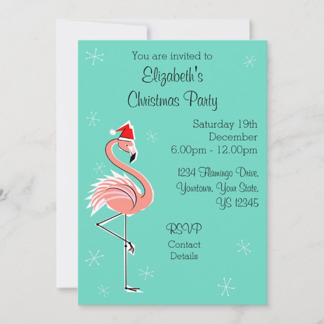 Christmas Flamingo Side Multi back invitation (Front)