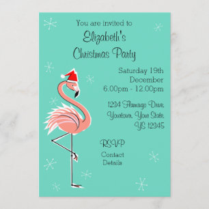 Christmas Flamingo Side Multi back invitation