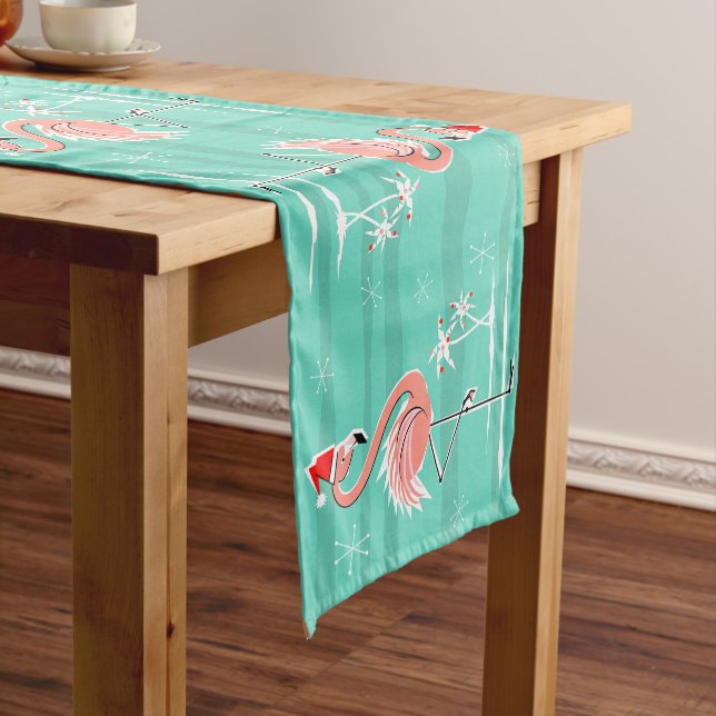 Christmas Flamingo Stripe 16 x 90 table runner (In Situ)