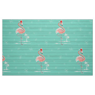 Christmas Flamingo Stripe large pattern fabric