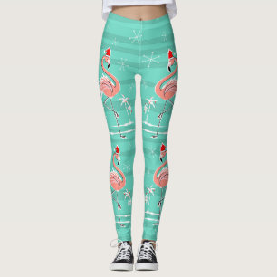 Christmas Flamingo Stripe leggings