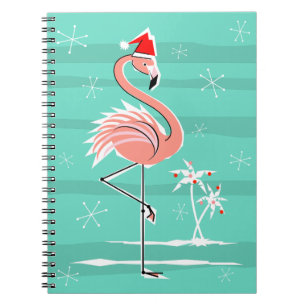 Christmas Flamingo Stripe notebook