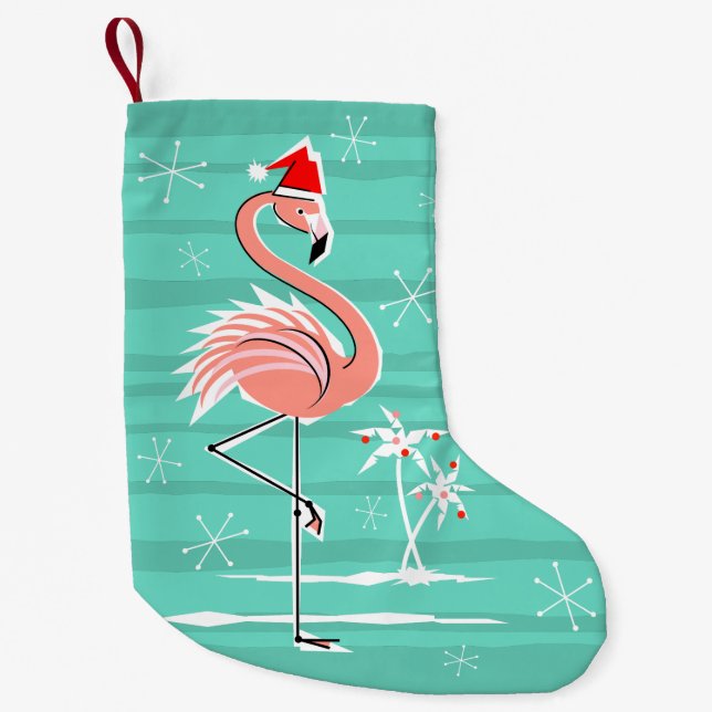 Christmas Flamingo Stripe stocking two sided (Front)