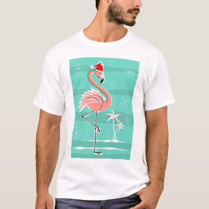 Christmas Flamingo Stripe t-shirt men's