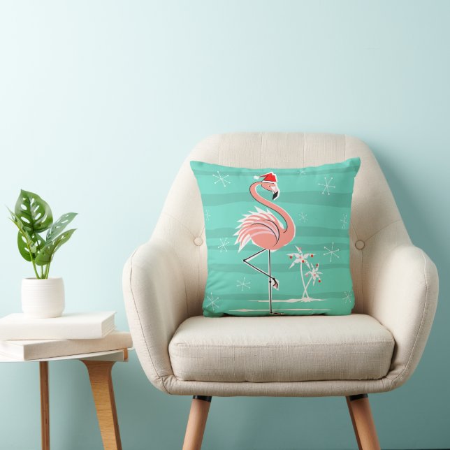 Christmas Flamingo Stripe throw pillow (Chair)