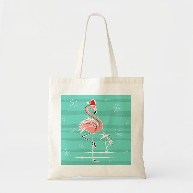 Christmas Flamingo Stripe tote bag (Front)
