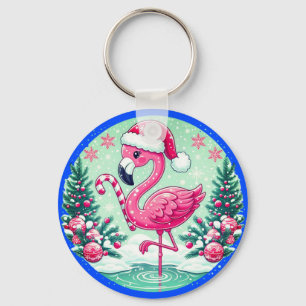 Christmas Flamingo Sublimation Clipart-10424 Keychain