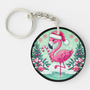 Christmas Flamingo Sublimation Clipart-10424 Keychain