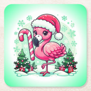 Christmas Flamingo Sublimation Clipart-30424 Square Paper Coaster