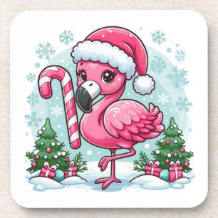 Christmas Flamingo Sublimation Clipart Coaster