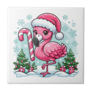 Christmas Flamingo Sublimation Clipart Tile