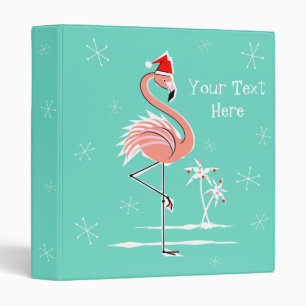 Christmas Flamingo Text Front ring binder